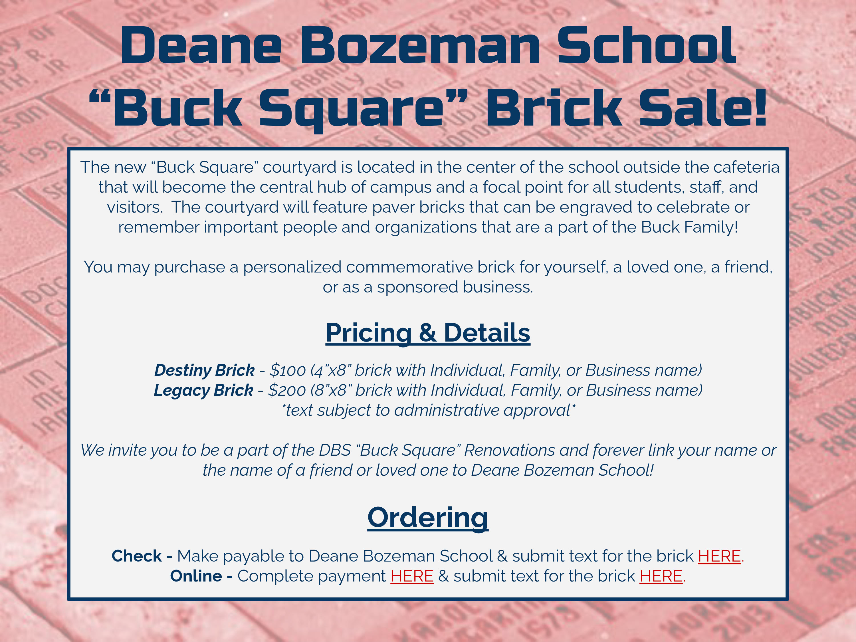 Buck Square Brick Sale!
